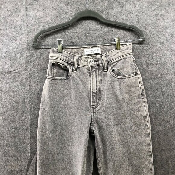 Abercrombie & Fitch 90s Ultra High Rise Curve Love Jeans Women 24/00S Gray Denim - Picture 9 of 10